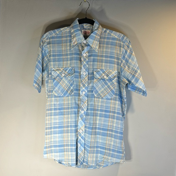 Vintage blue and tan button down - Picture 1 of 11